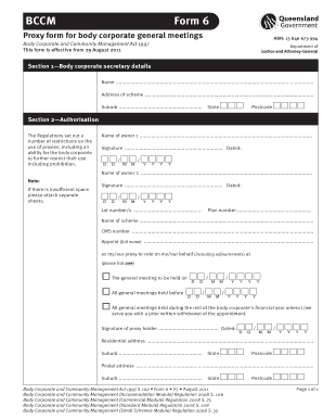 Queensland Body Corporate Proxy Form