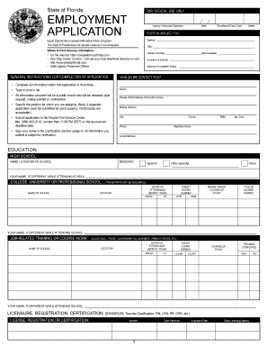 Florida State Employment Application Form