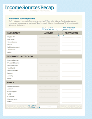 Income Sources Recap Form