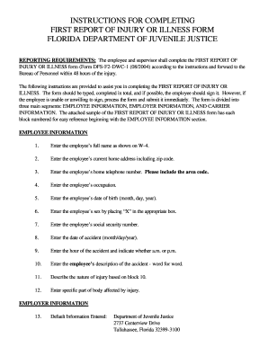 First Report of Injury or Illness Form