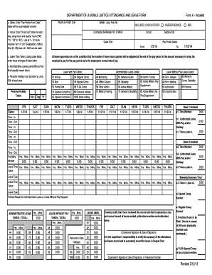 Department of Juvenile Justice Attendance and Leave Form