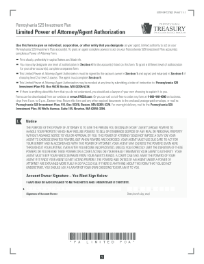 Pennsylvania 529 Investment Plan Limited Power of Attorney
