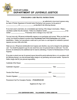 Florida Purchasing Card Travel Instructions