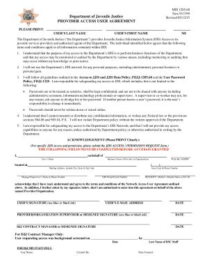 Florida Department of Juvenile Justice Provider Access User Agreement