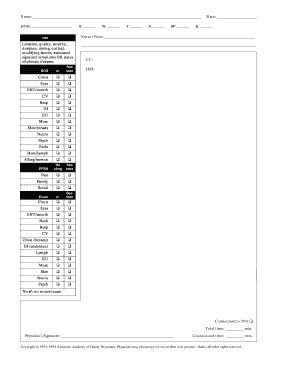 Medical History and Physical Exam Form