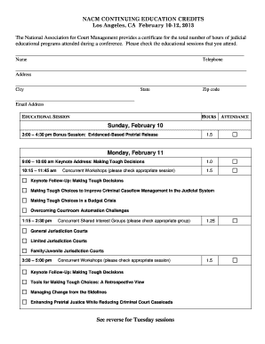 NACM Continuing Education Credits Form