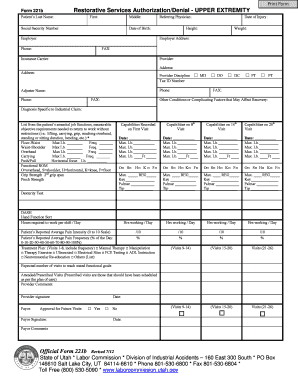 Form 221b Restorative Services Authorization/Denial - Upper Extremity