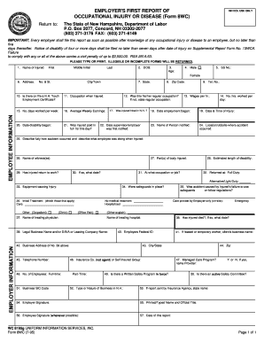 New Hampshire Employer's First Report of Occupational Injury or Disease