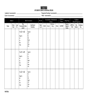 Student Educational Files and IEP Tracking Form