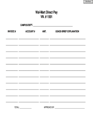 Wal-Mart Direct Pay Invoice Template