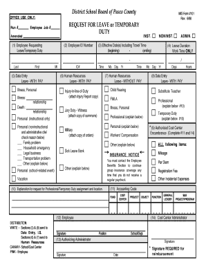 Pasco County Employee Leave Request Form