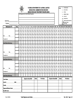 MEDICATION AND TREATMENT RECORD (MAR) - djj state fl