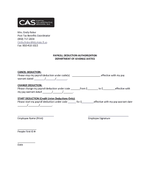 PAYROLL DEDUCTION AUTHORIZATION DEPARTMENT OF JUVENILE - djj state fl