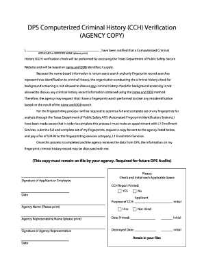 Texas CCH Verification Form