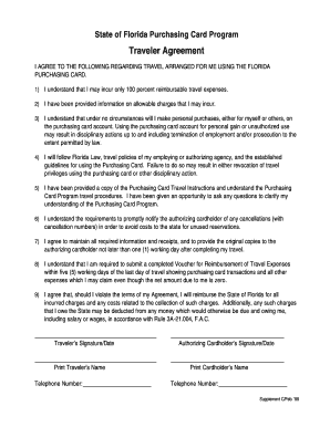 Florida Purchasing Card Traveler Agreement