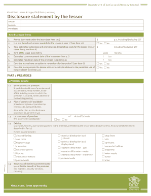 Queensland Retail Shop Lease Disclosure Statement
