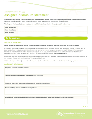 Assignee Disclosure Statement