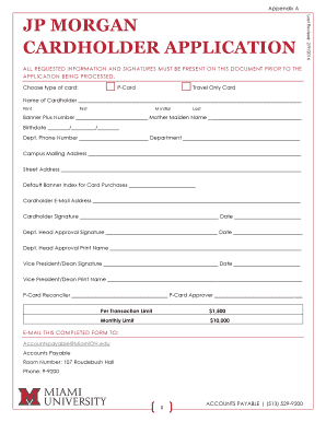 JP Morgan Cardholder Application