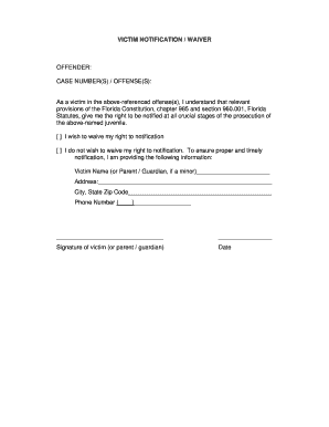 Victim Notification Waiver
