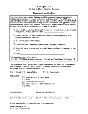 Texas Ethnicity and Race Reporting Form