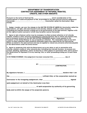 Contractor Assignment of Refunds Rebates Credits