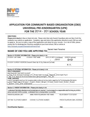 New York City Universal Pre-Kindergarten Application