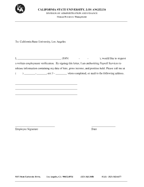 California Employment Verification Request