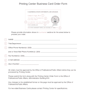 California State University Business Card Order Form