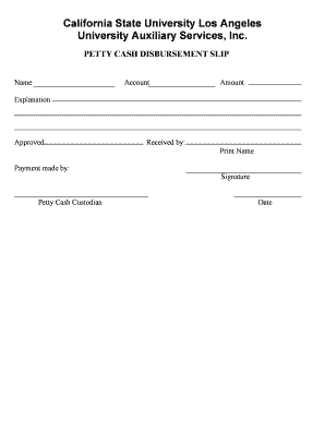 Petty Cash Disbursement Slip