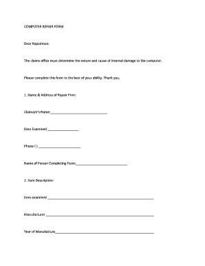 Computer Repair Form