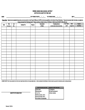 Perris Union High School District Substitute Time Card