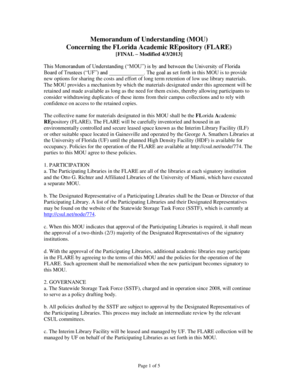 Memorandum of Understanding MOU Concerning the FLorida - cms uflib ufl