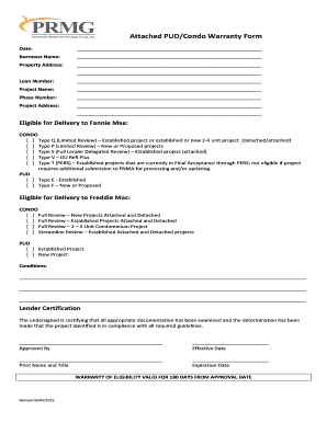 PUD/Condo Warranty Form