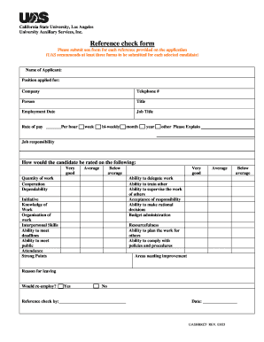 California State University Reference Check Form