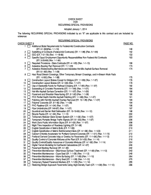 Recurring Special Provisions Check Sheet