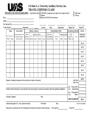 Cal State LA Travel Expense Claim