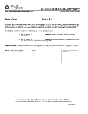 2010-2011 Home-School Statement
