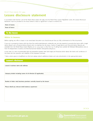 Queensland Lessee Disclosure Statement