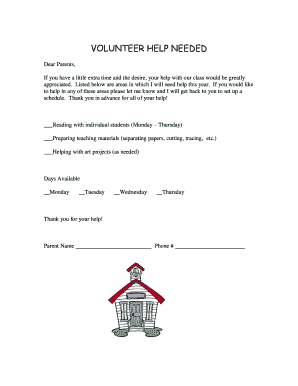 Volunteer Help Request Form