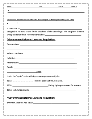 Progressive Era Reforms Worksheet