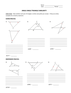 Angle-Angle Triangle Similarity Worksheet