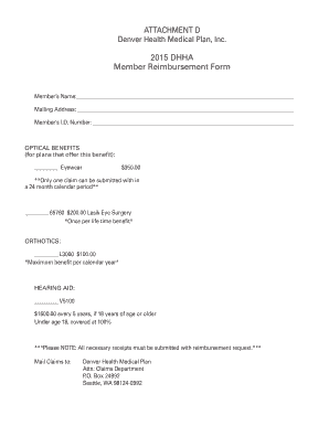 Denver Health Medical Plan Reimbursement Form