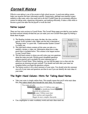 Cornell Notes Template