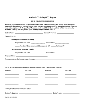 Academic Training Request Form