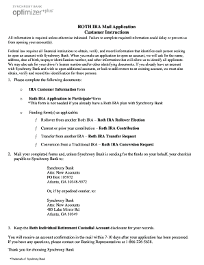 Roth IRA Mail Application