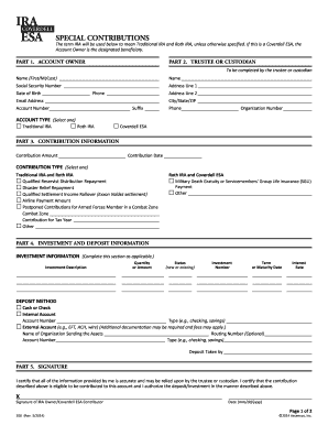 IRA Coverdell ESA Special Contributions Form