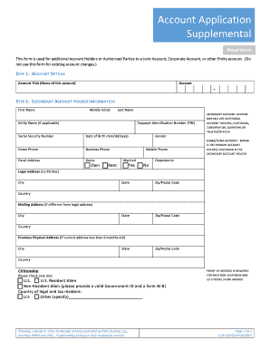 Account Application Supplemental Form
