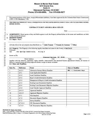 Colorado Contract to Buy and Sell Real Estate