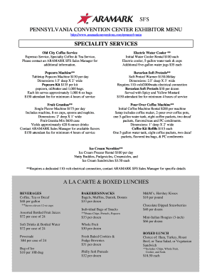 Pennsylvania Convention Center Exhibitor Order Form