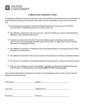 University Purchasing Cardholder Agreement